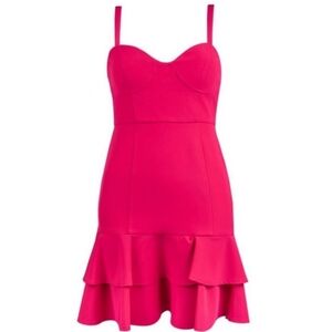Clover and Sloane Pink/Red Bustier Ruffle Hem Dress SZ:Medium